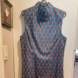 HYACINTH HOUSE Teal & Red Floral Mock Neck Maris Dress Size L Maxi